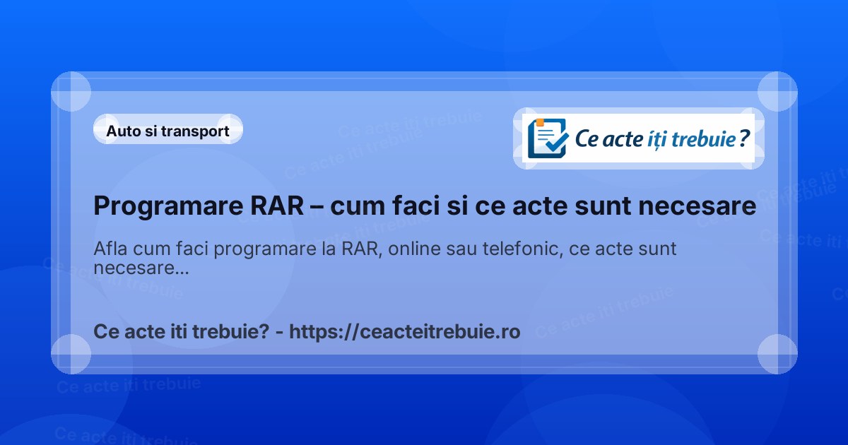 Programare RAR 2026 – cum faci si ce acte iti trebuie