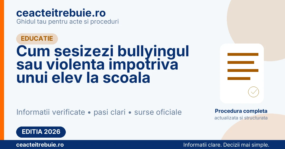 Cum sesizezi bullyingul sau violenta impotriva unui elev la scoala
