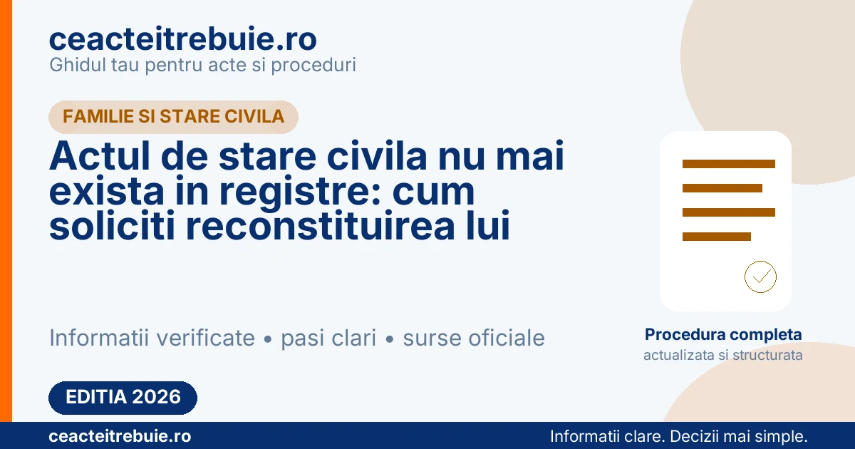 Actul de stare civila nu mai exista in registre: cum soliciti reconstituirea lui