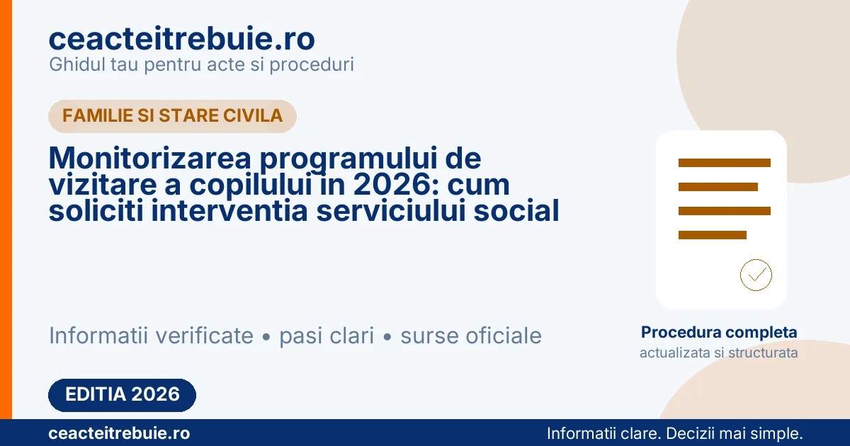 Monitorizarea programului de vizitare a copilului in 2026: cum soliciti interventia serviciului social