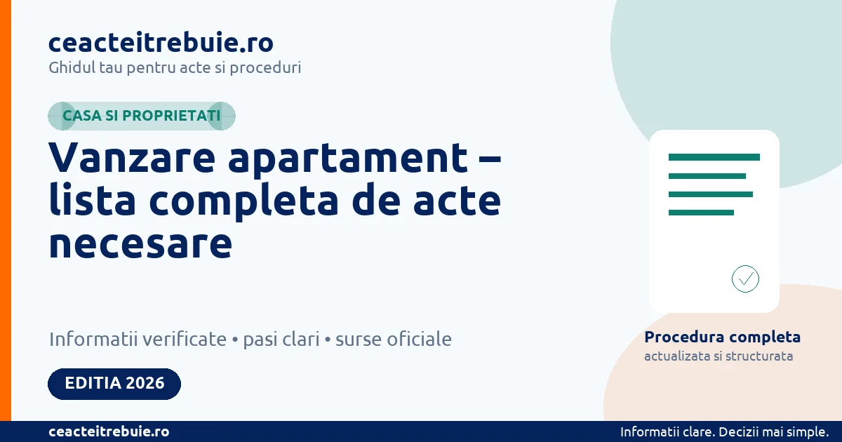 Vanzare apartament – lista completa de acte necesare