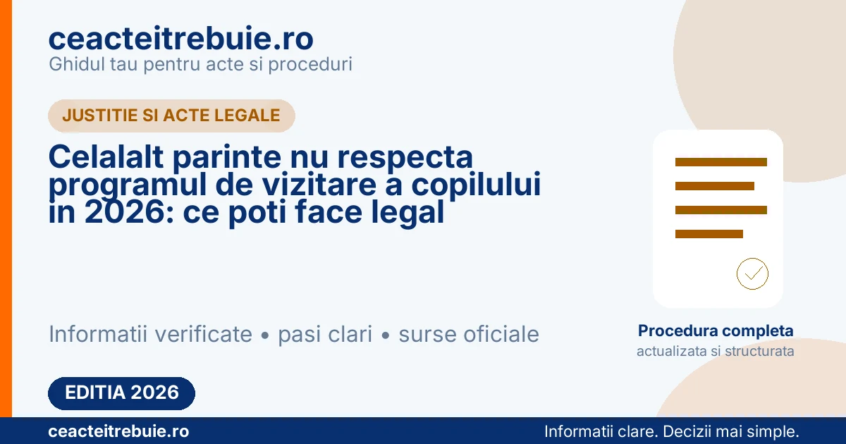 Celalalt parinte nu respecta programul de vizitare a copilului in 2026: ce poti face legal