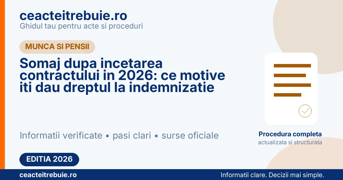 Somaj dupa incetarea contractului in 2026: ce motive iti dau dreptul la indemnizatie