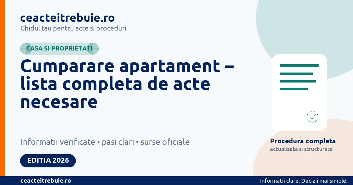 Cumparare apartament – lista completa de acte necesare