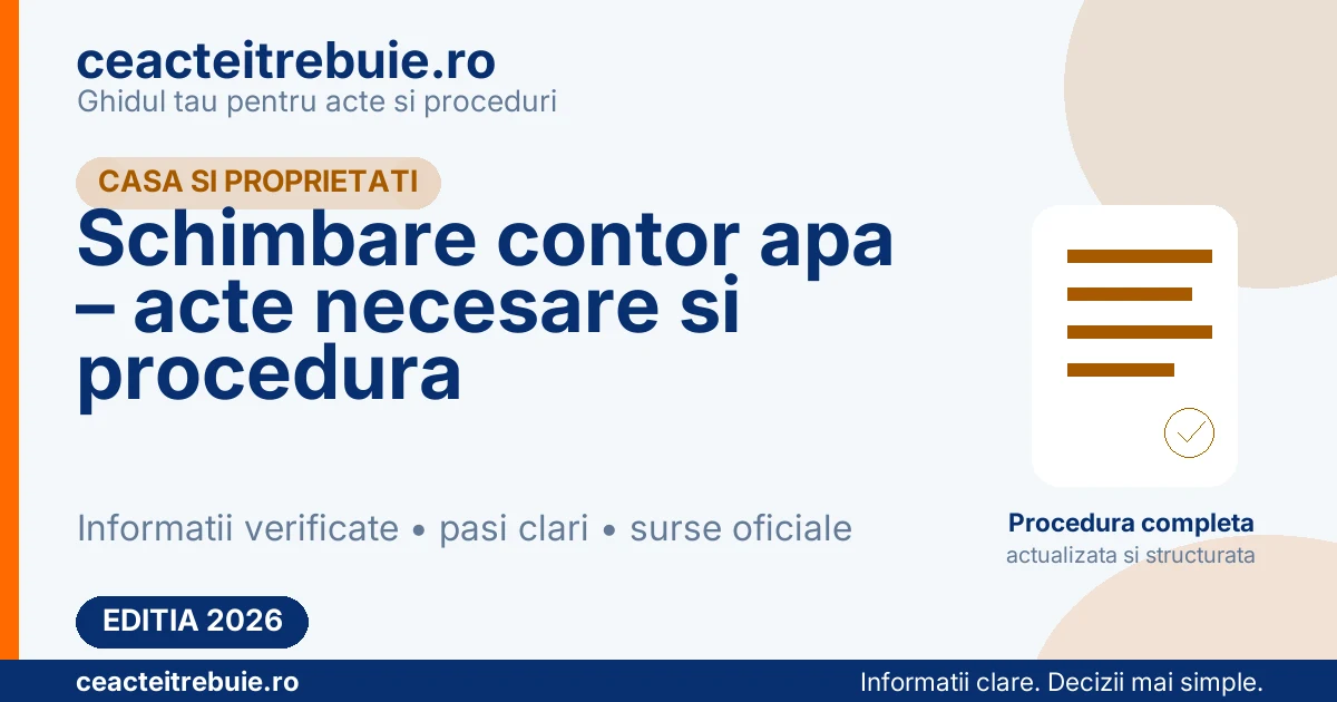 Schimbare contor apa – acte necesare si procedura
