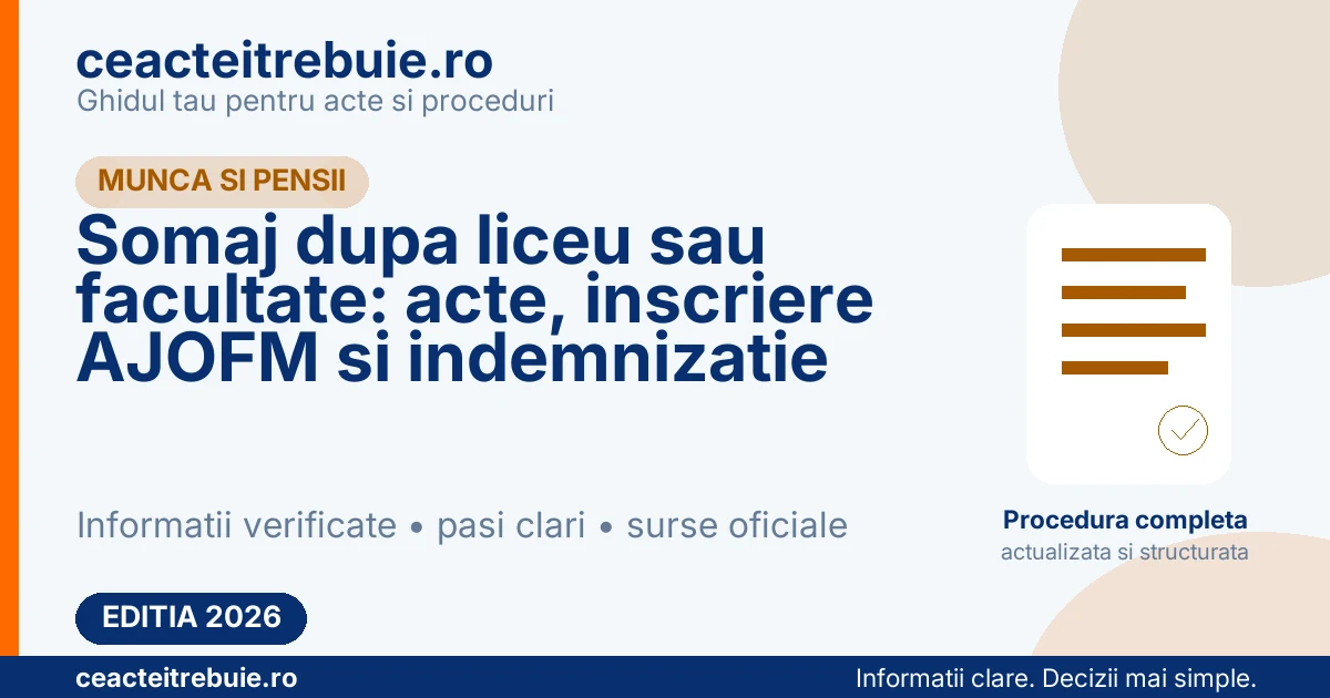 Somaj dupa liceu sau facultate: acte, inscriere AJOFM si indemnizatie