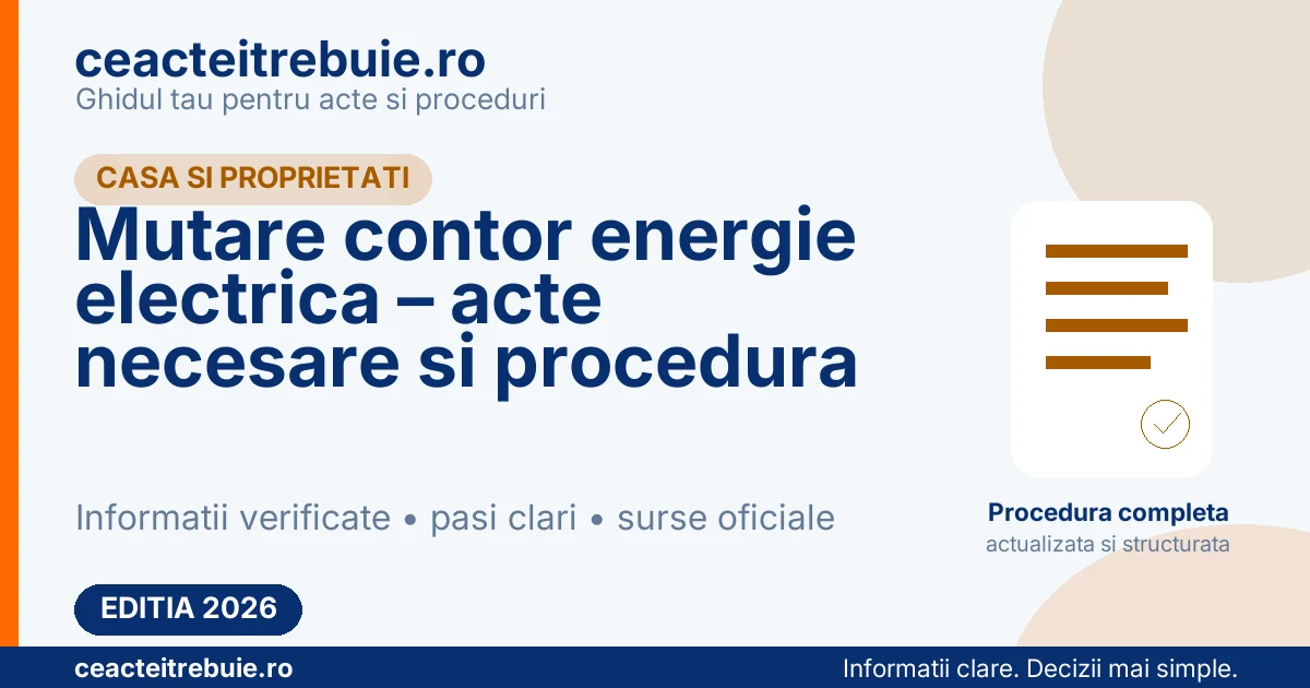 Mutare contor energie electrica – acte necesare si procedura