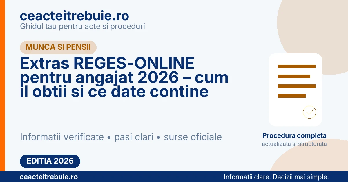 Extras REGES-ONLINE pentru angajat 2026 – cum il obtii si ce date contine