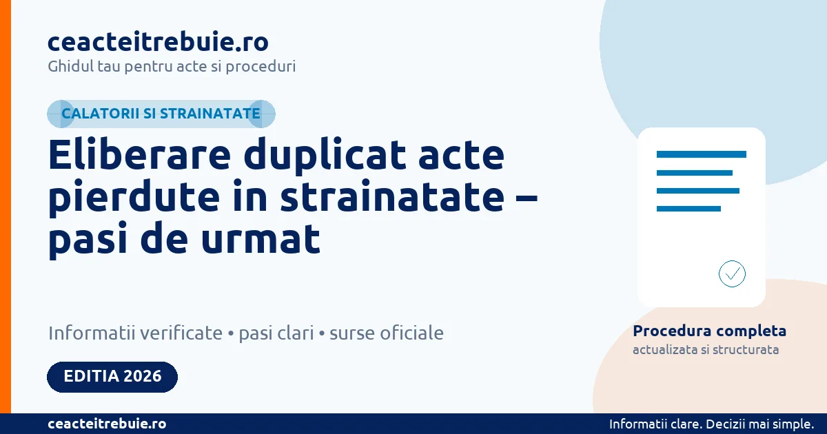 Eliberare duplicat acte pierdute in strainatate – pasi de urmat