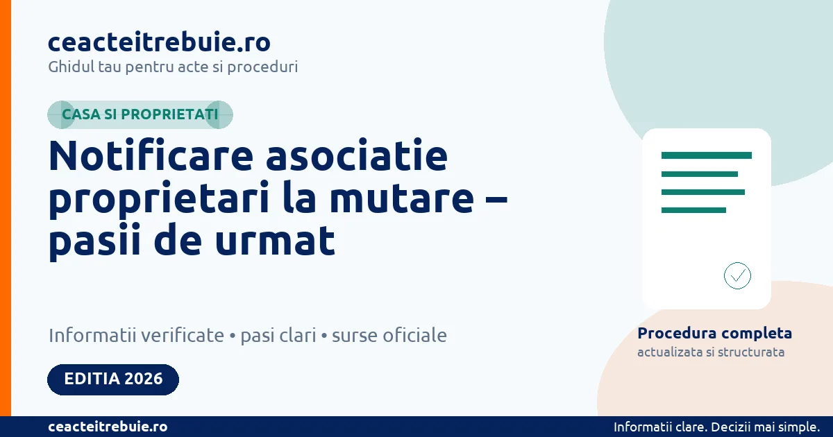 Notificare asociatie proprietari la mutare – pasii de urmat