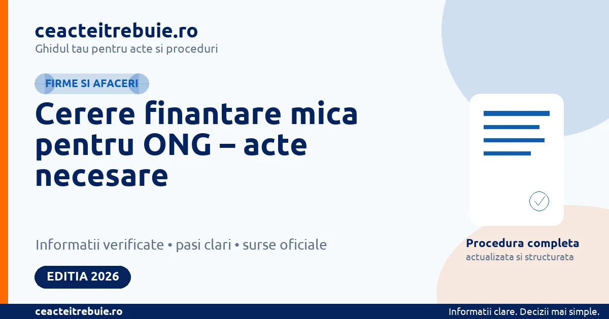 Cerere finantare mica pentru ONG – acte necesare