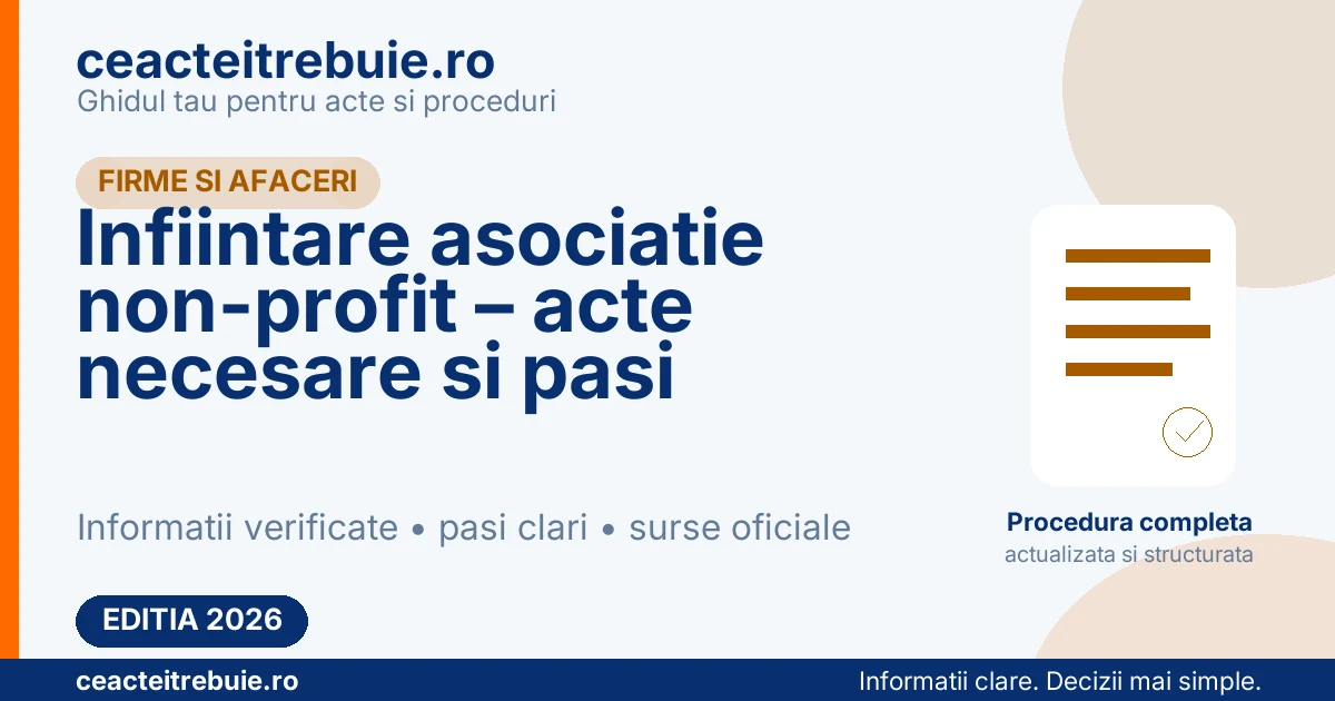 Infiintare asociatie non-profit – acte necesare si pasi