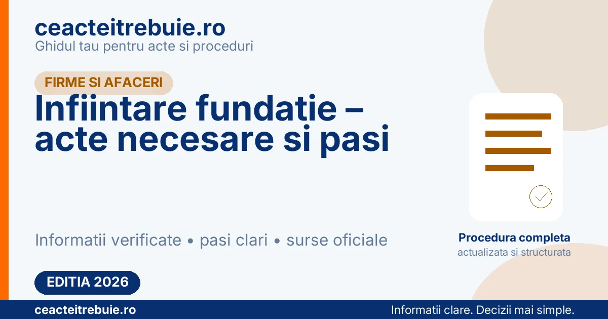 Infiintare fundatie – acte necesare si pasi