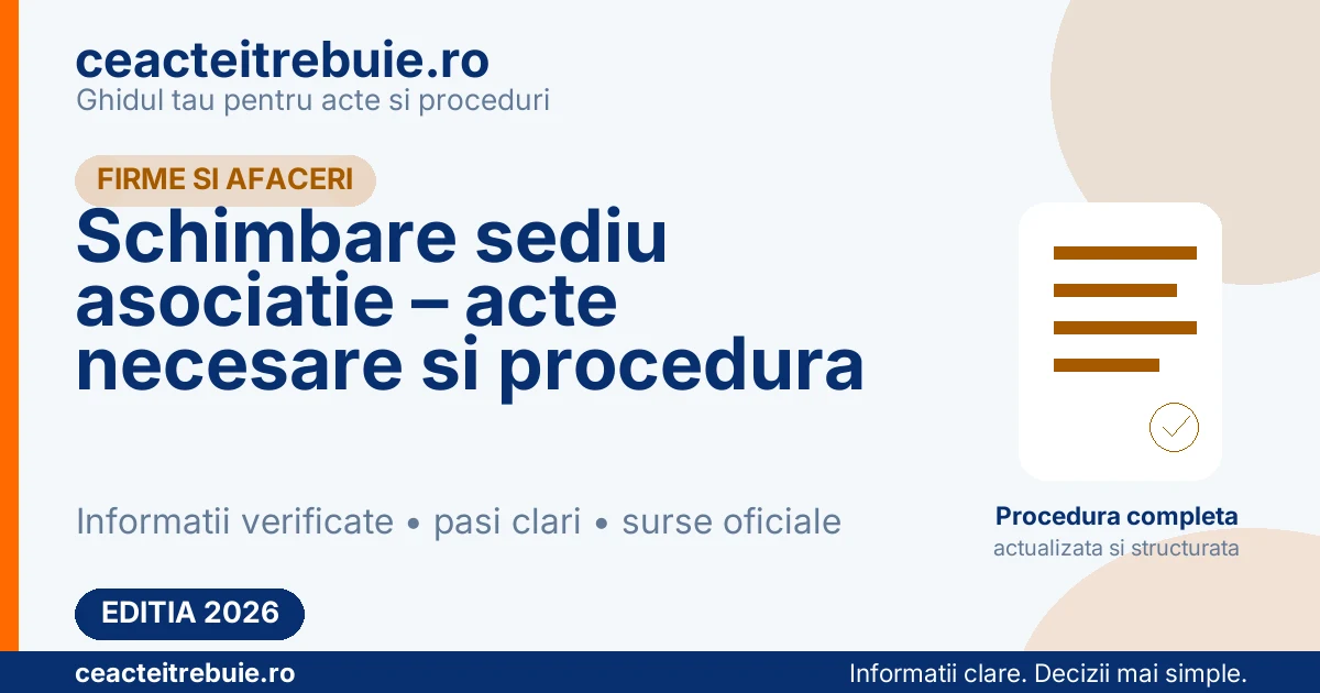 Schimbare sediu asociatie – acte necesare si procedura