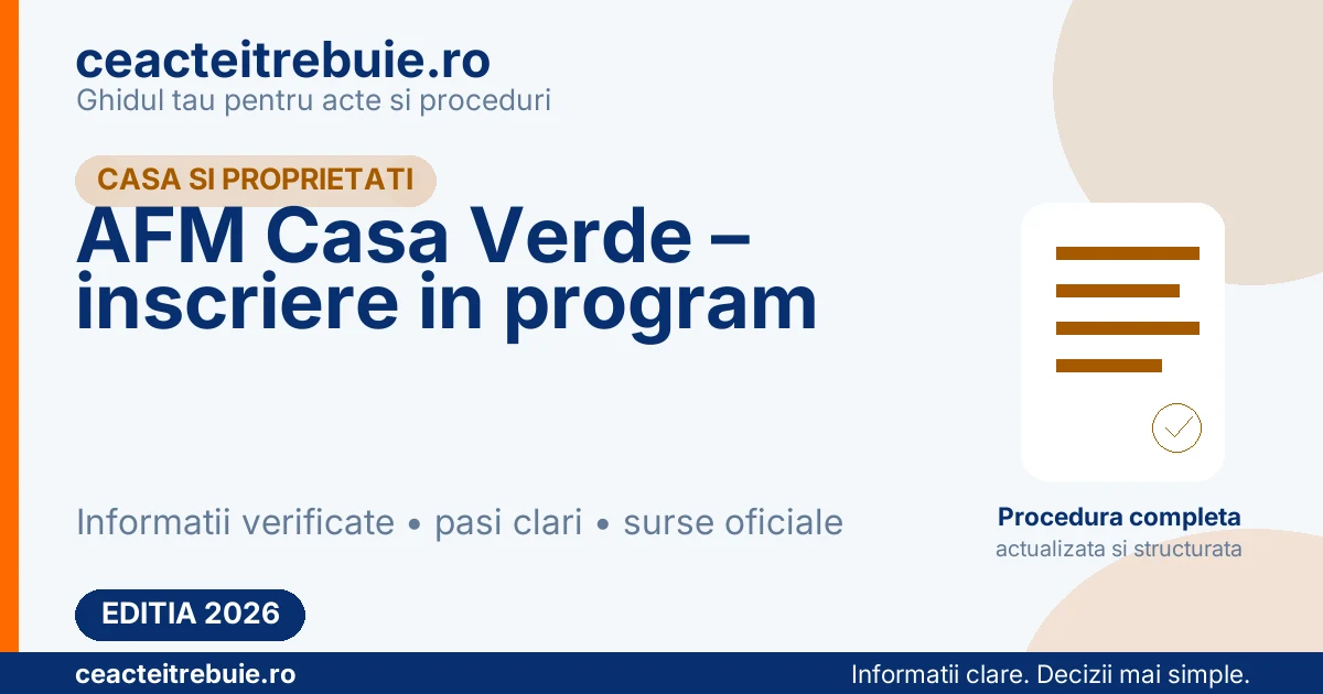 AFM Casa Verde – inscriere in program
