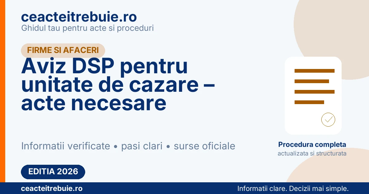Aviz DSP pentru unitate de cazare – acte necesare