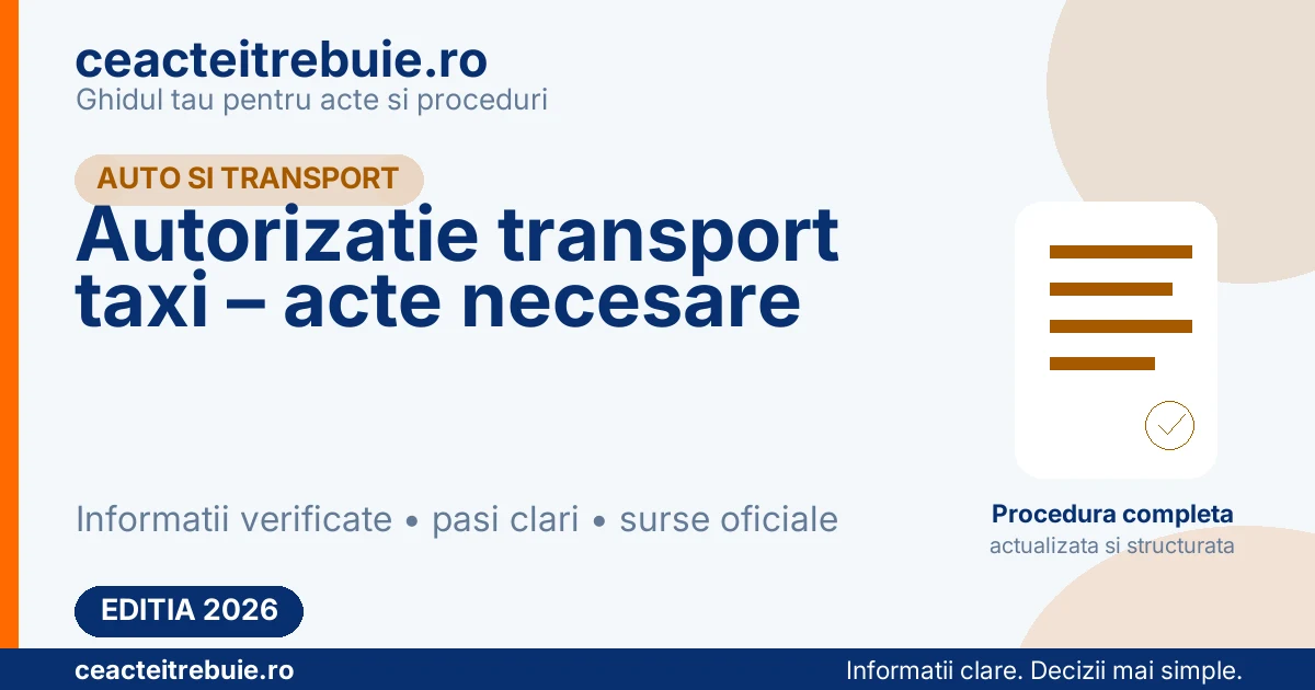 Autorizatie transport taxi – acte necesare
