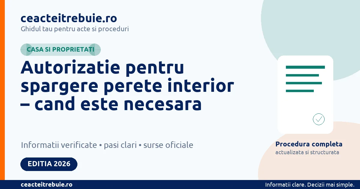 Autorizatie pentru spargere perete interior – cand este necesara - Casa si proprietati