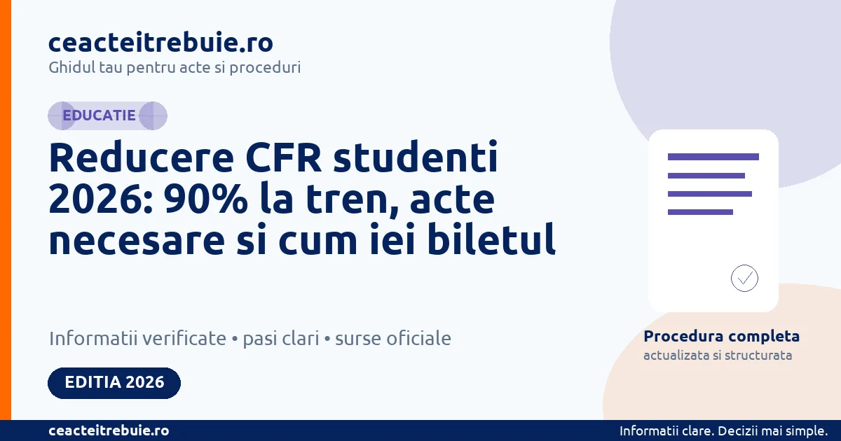 Reducere CFR studenti 2026: 90% la tren, acte necesare si cum iei biletul - Educatie