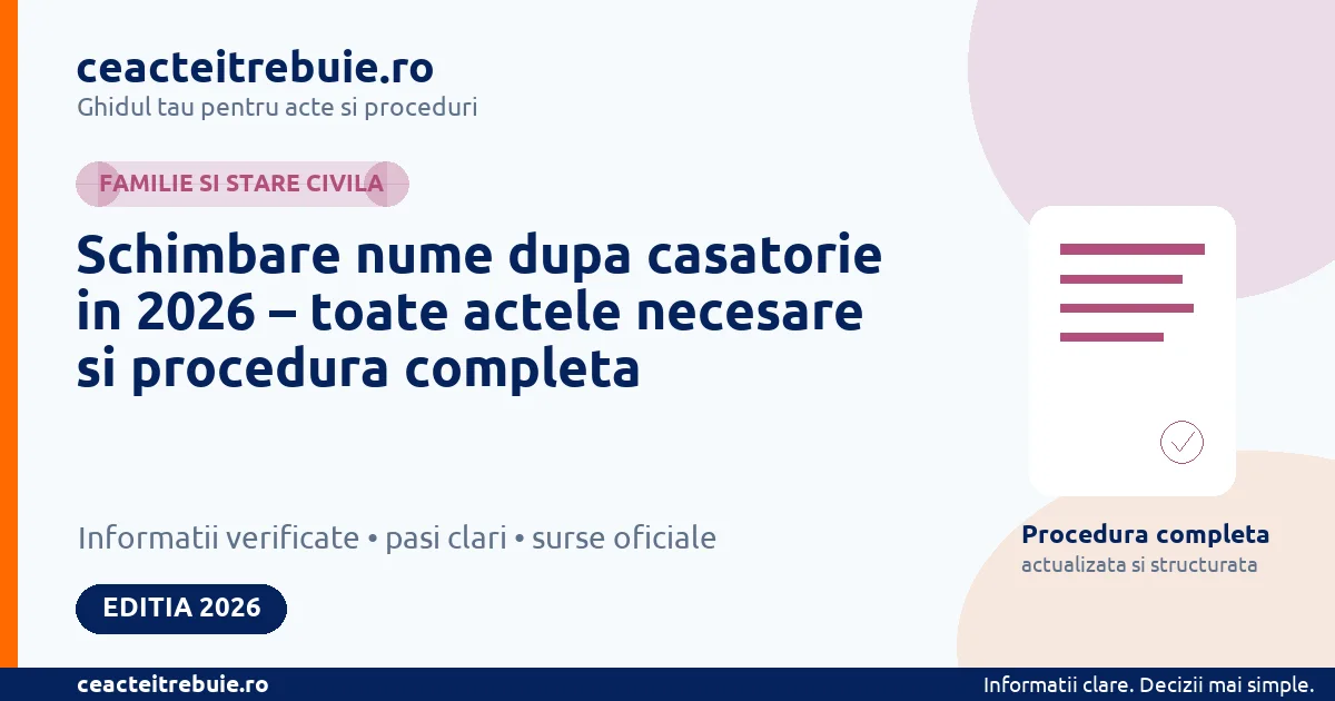 Schimbare nume dupa casatorie in 2026 – toate actele necesare si procedura completa - Familie si stare civila