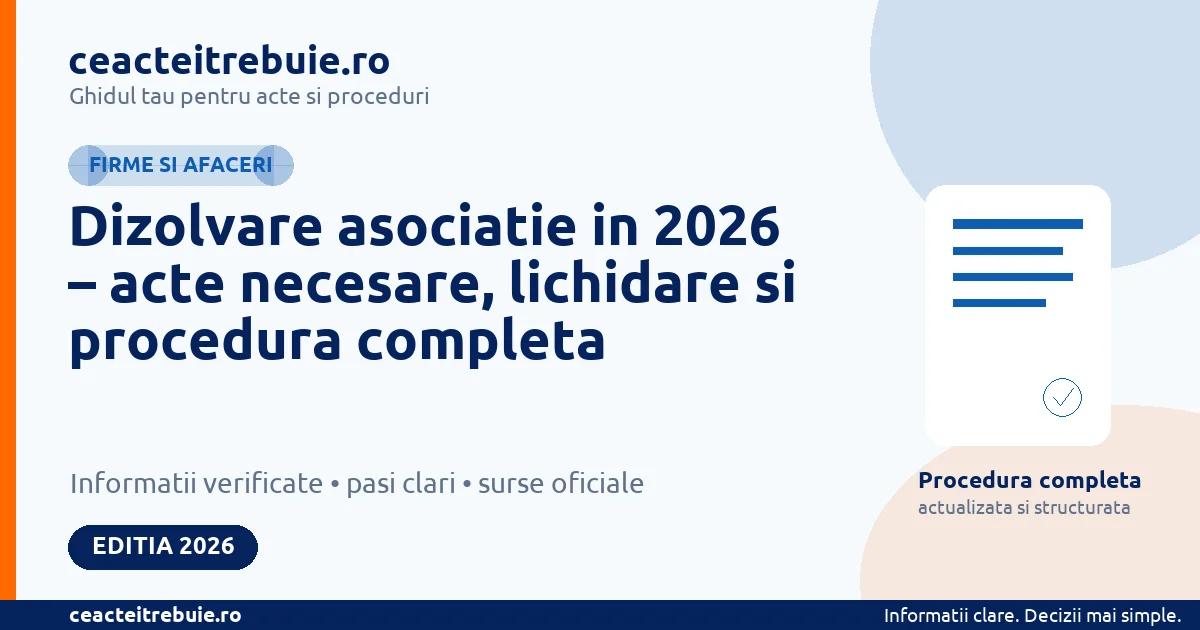 Dizolvare asociatie in 2026 – acte necesare, lichidare si procedura completa - Firme si afaceri