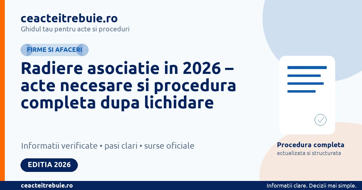 Radiere asociatie in 2026 – acte necesare si procedura completa dupa lichidare - Firme si afaceri