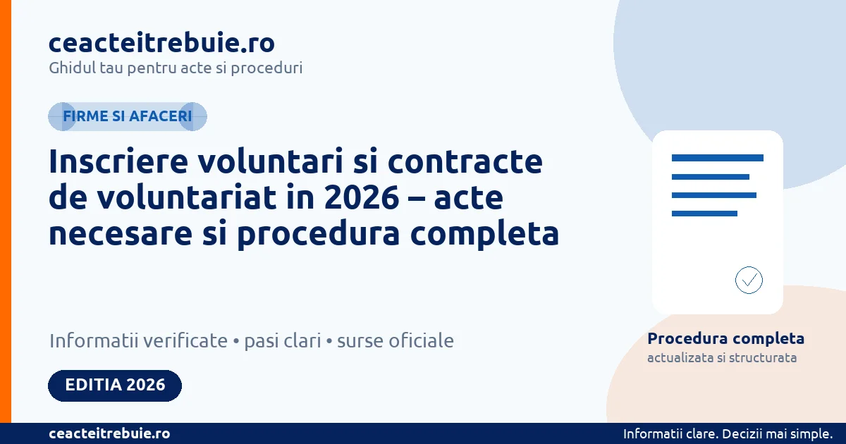 Inscriere voluntari si contracte de voluntariat in 2026 – acte necesare si procedura completa - Firme si afaceri