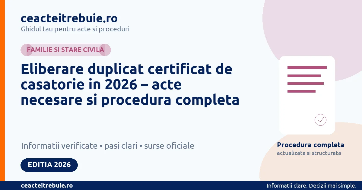 Eliberare duplicat certificat de casatorie in 2026 – acte necesare si procedura completa - Familie si stare civila