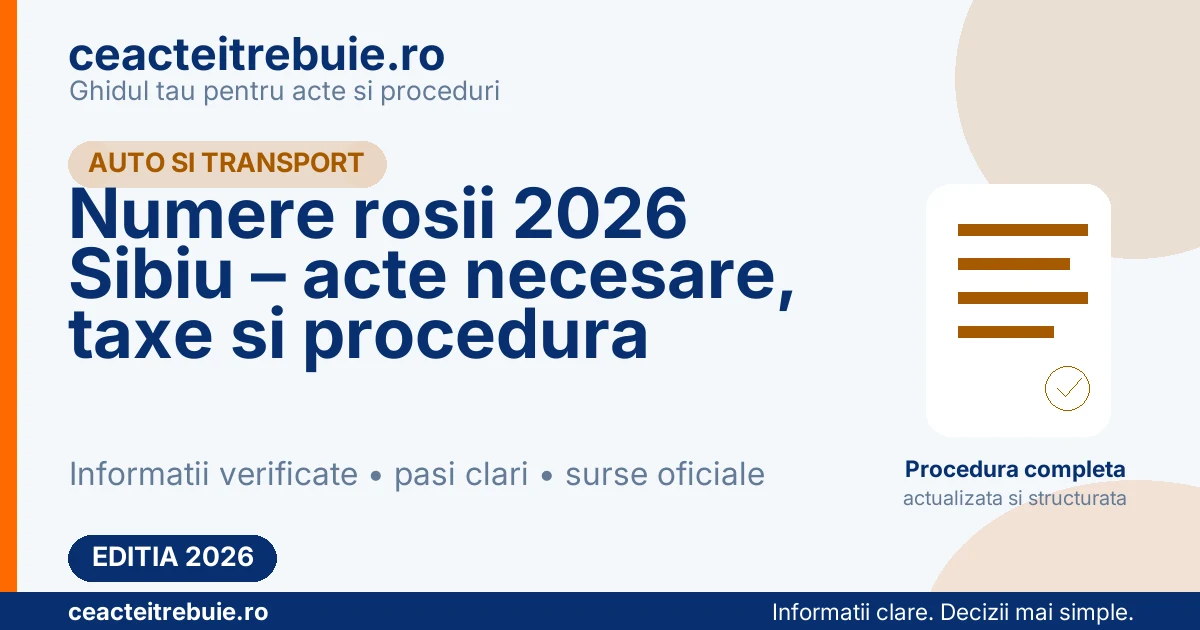 Numere rosii 2026 Sibiu – acte necesare, taxe si procedura