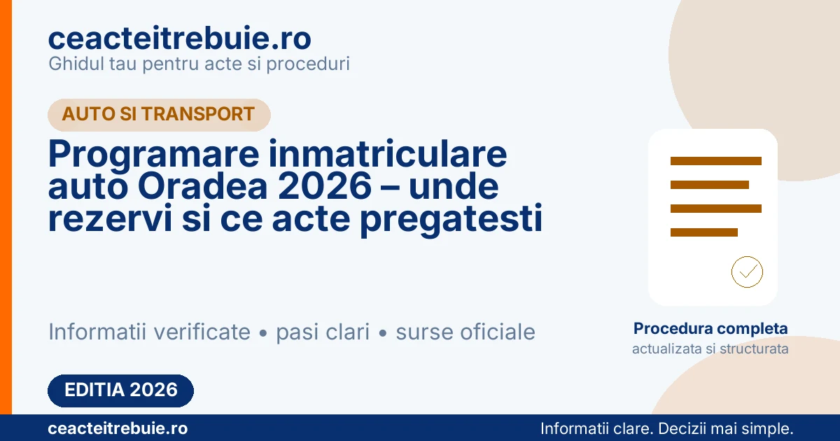 Programare inmatriculare auto Oradea 2026 – unde rezervi si ce acte pregatesti