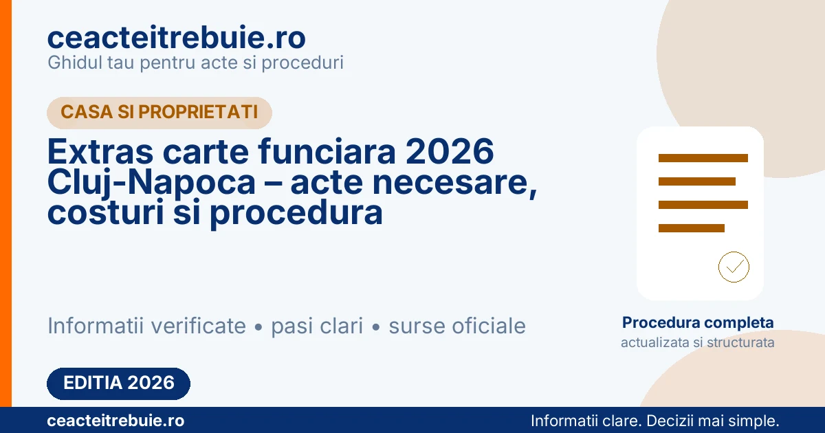Extras carte funciara 2026 Cluj-Napoca – acte necesare, costuri si procedura