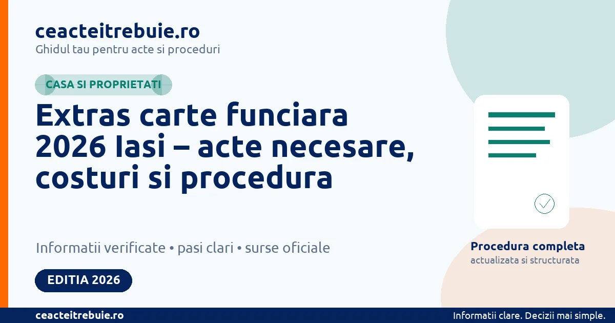 Extras carte funciara 2026 Iasi – acte necesare, costuri si procedura