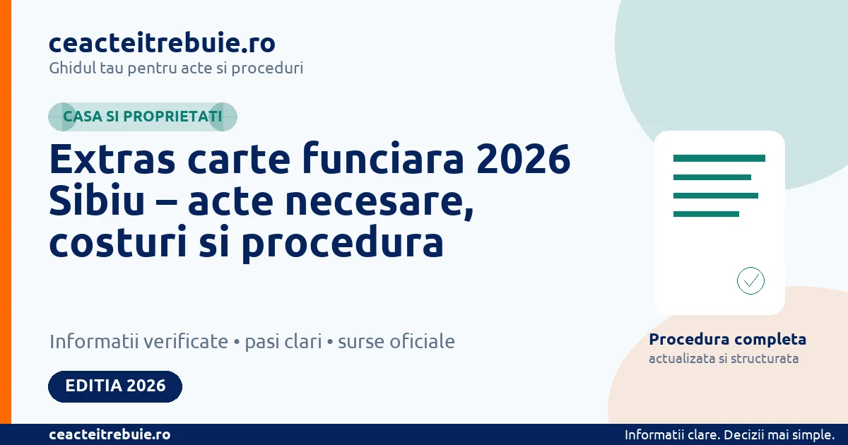 Extras carte funciara 2026 Sibiu – acte necesare, costuri si procedura