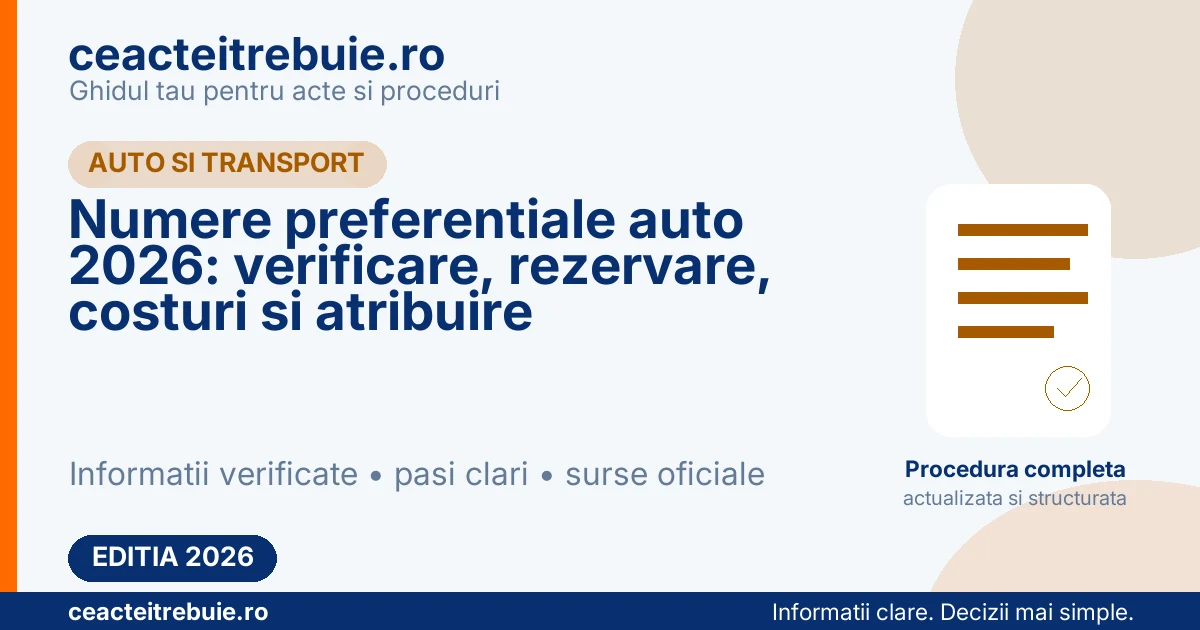 Numere preferentiale auto 2026: verificare, rezervare, costuri si atribuire