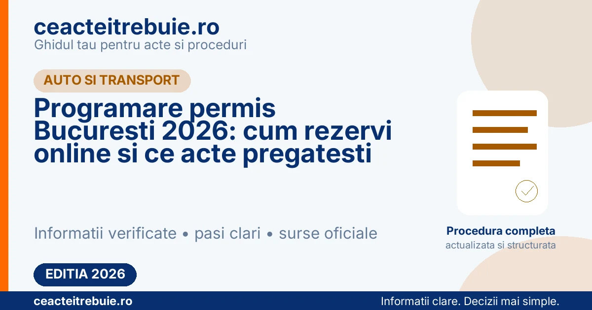 Programare permis Bucuresti 2026: cum rezervi online si ce acte pregatesti