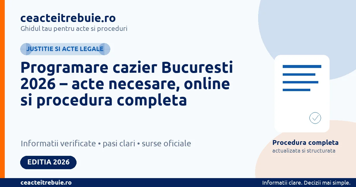 Programare cazier Bucuresti 2026 – acte necesare, online si procedura completa