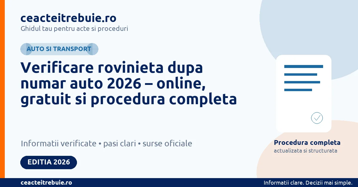 Verificare rovinieta dupa numar auto 2026 – online, gratuit si procedura completa