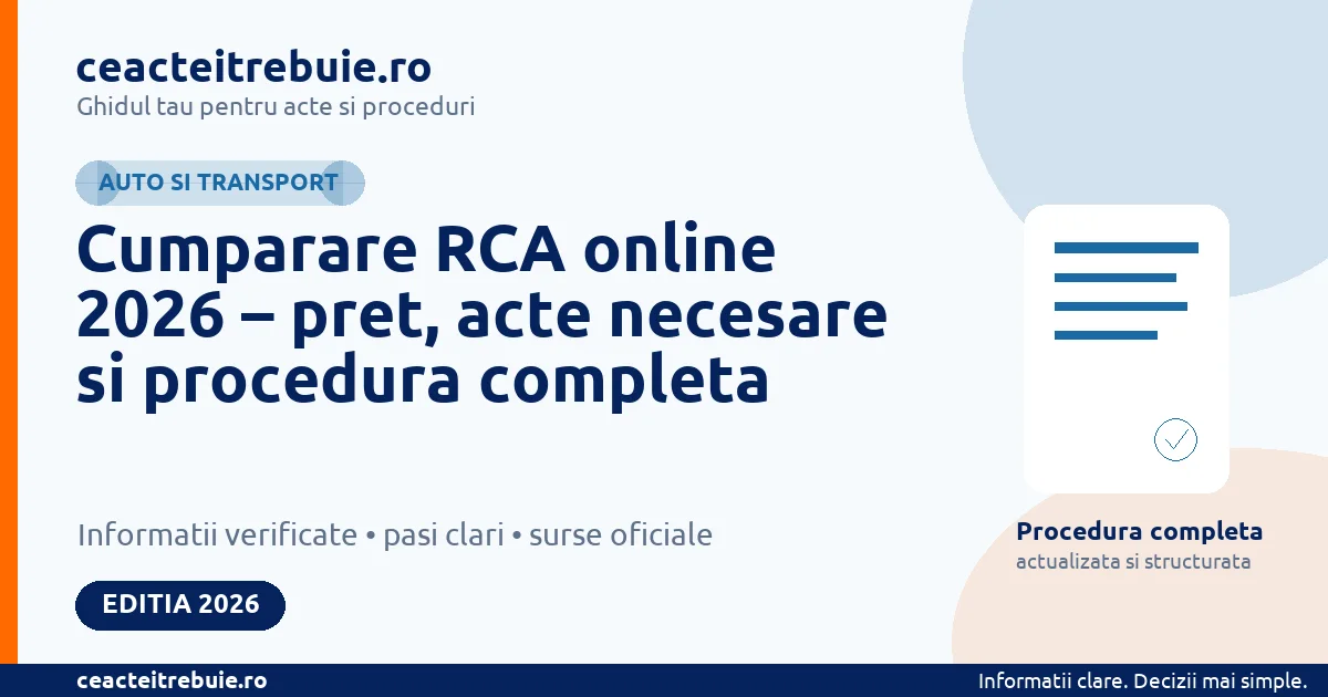 Cumparare RCA online 2026 – pret, acte necesare si procedura completa