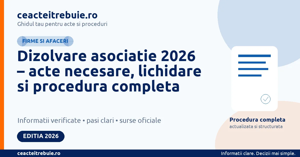 Dizolvare asociatie 2026 – acte necesare, lichidare si procedura completa