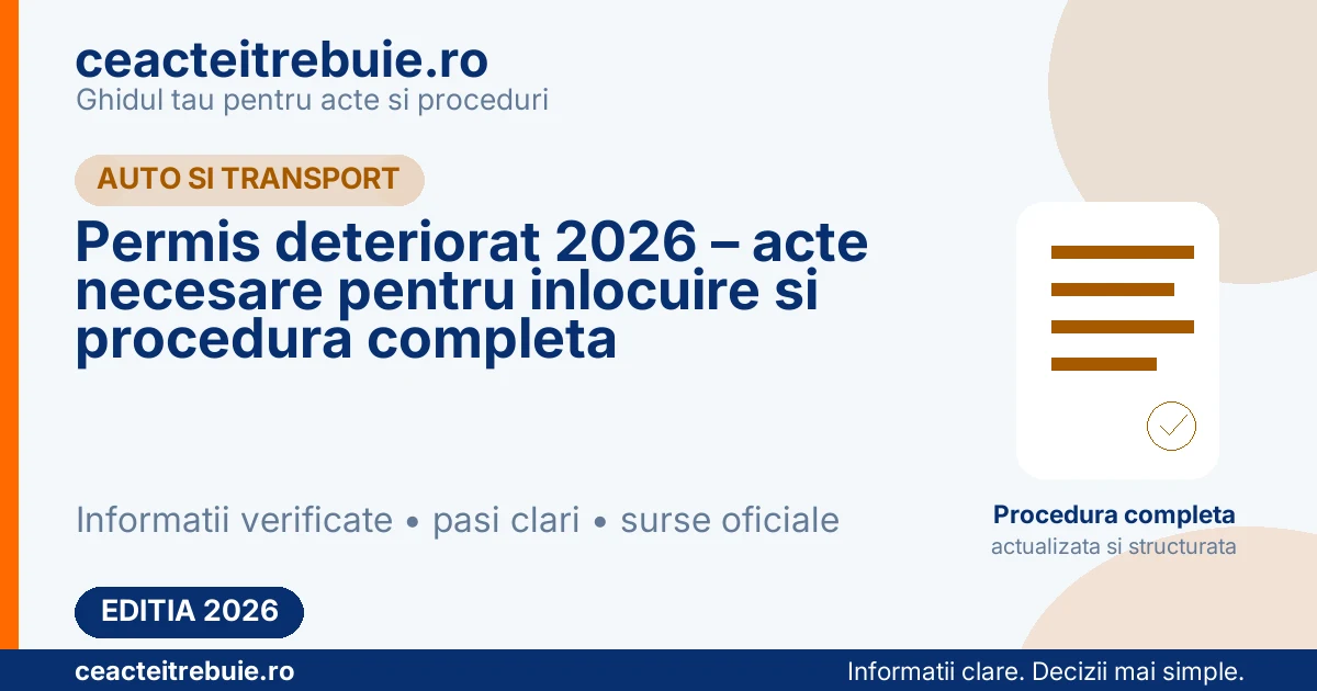 Permis deteriorat 2026 – acte necesare pentru inlocuire si procedura completa