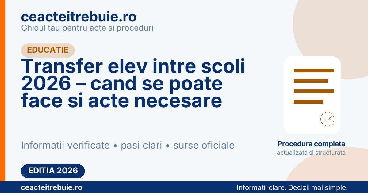 Transfer elev intre scoli 2026 – cand se poate face si acte necesare