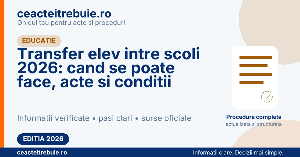 Transfer elev intre scoli 2026: cand se poate face, acte si conditii
