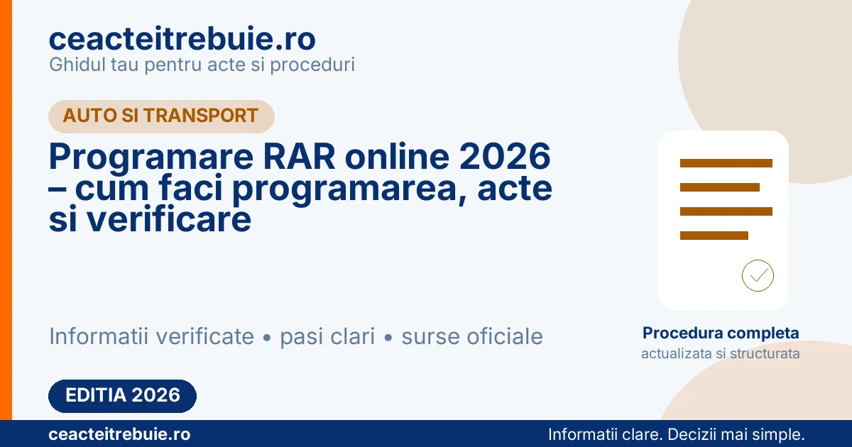 Programare RAR online 2026 – cum faci programarea, acte si verificare