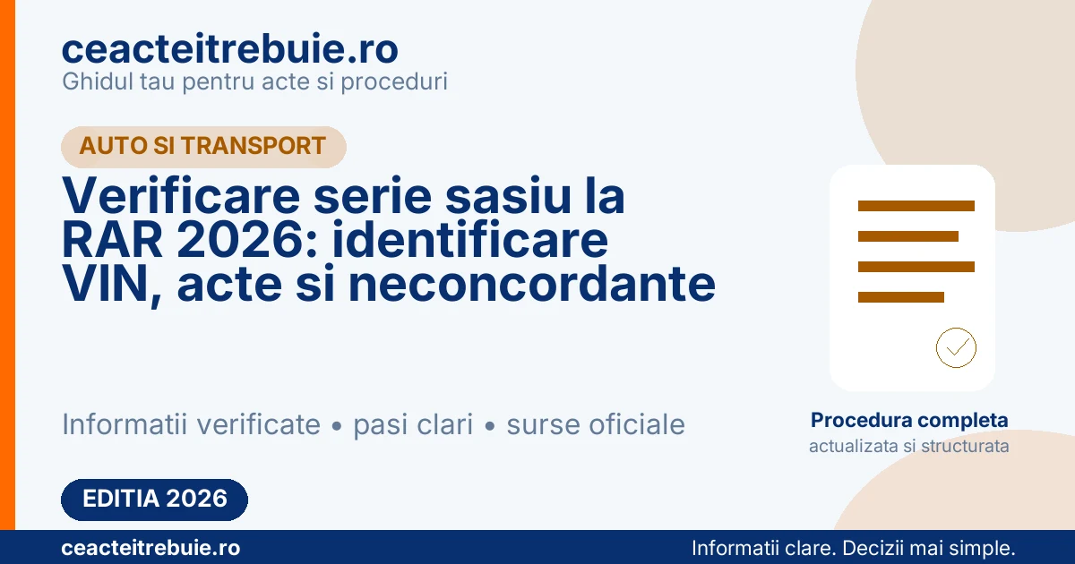 Verificare serie sasiu la RAR 2026: identificare VIN, acte si neconcordante