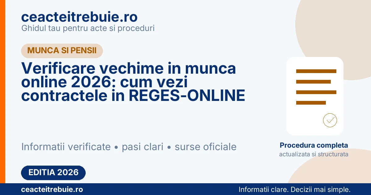 Verificare vechime in munca online 2026: cum vezi contractele in REGES-ONLINE
