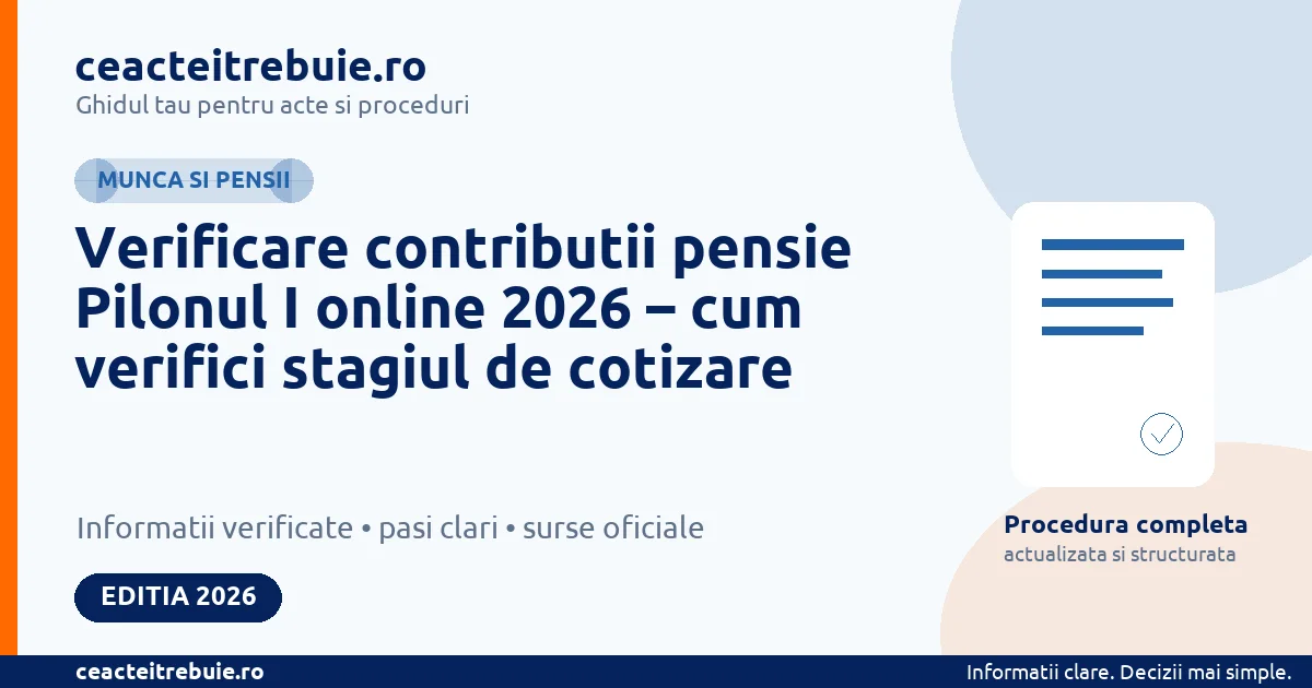 Verificare contributii pensie Pilonul I online 2026 – cum verifici stagiul de cotizare