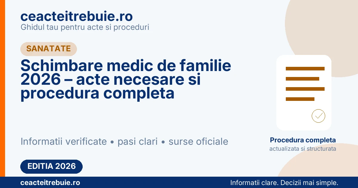 Schimbare medic de familie 2026 – acte necesare si procedura completa