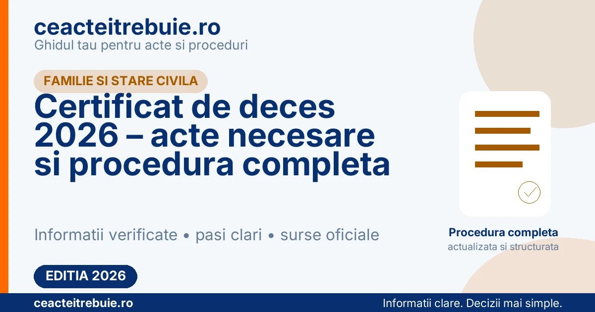 Certificat de deces 2026 – acte necesare si procedura completa