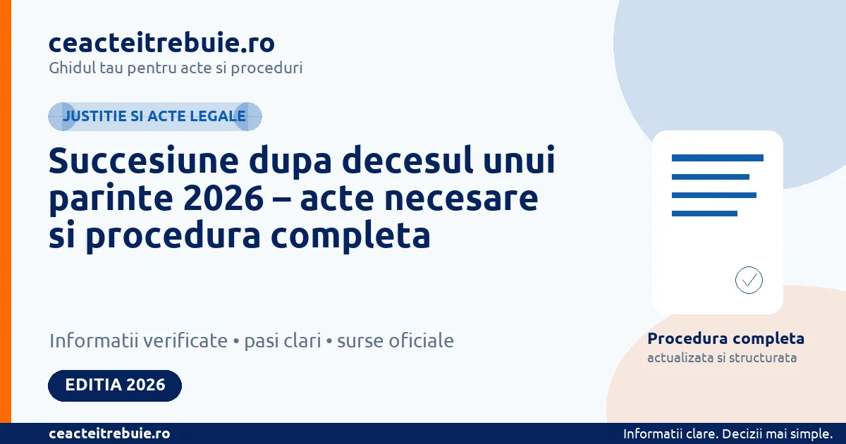 Succesiune dupa decesul unui parinte 2026 – acte necesare si procedura completa