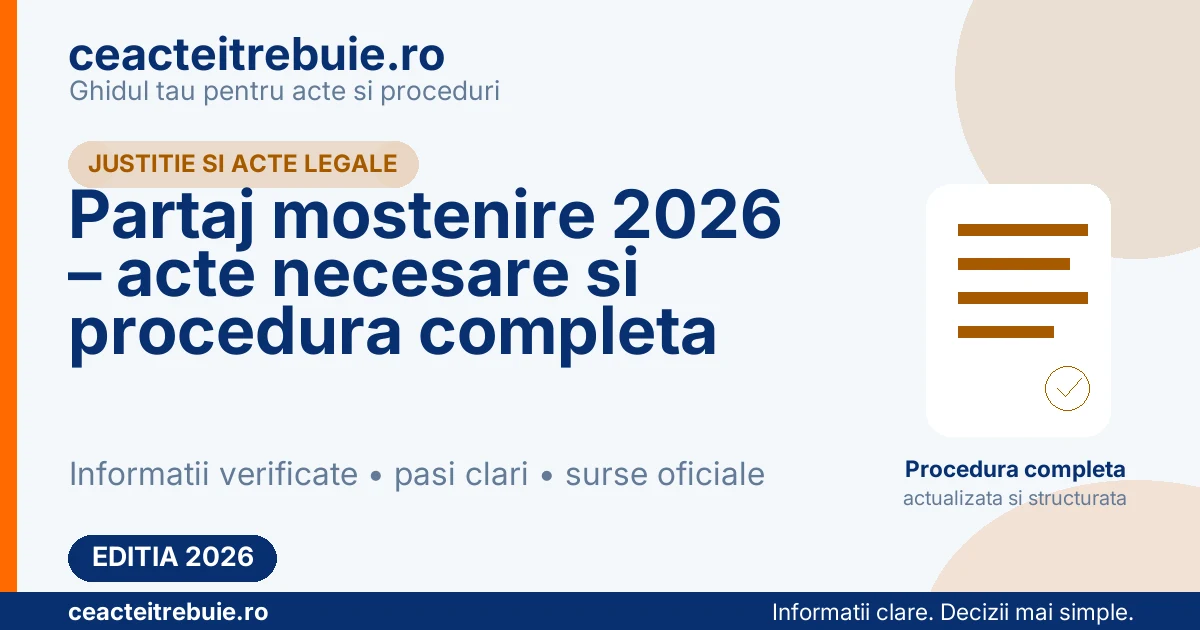 Partaj mostenire 2026 – acte necesare si procedura completa